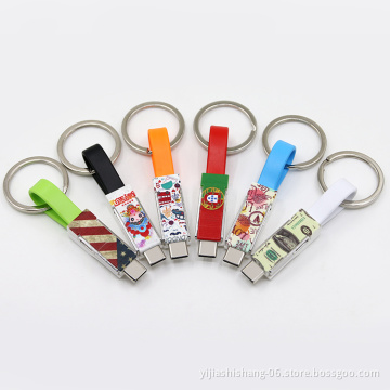 Yijiashishang Yj Fashion Portable 3 in 1 USB Keychain Charging Cable for Android Micro usb,iPhone and Type C